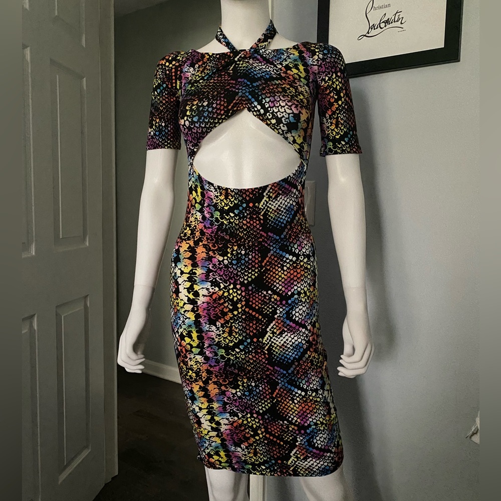 NWOT Women’s Absolutely Love It Multi-color Snakeskin Print Bodycon Dress